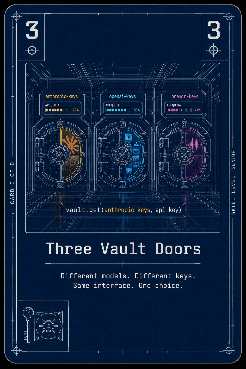 Three Vault Doors card
