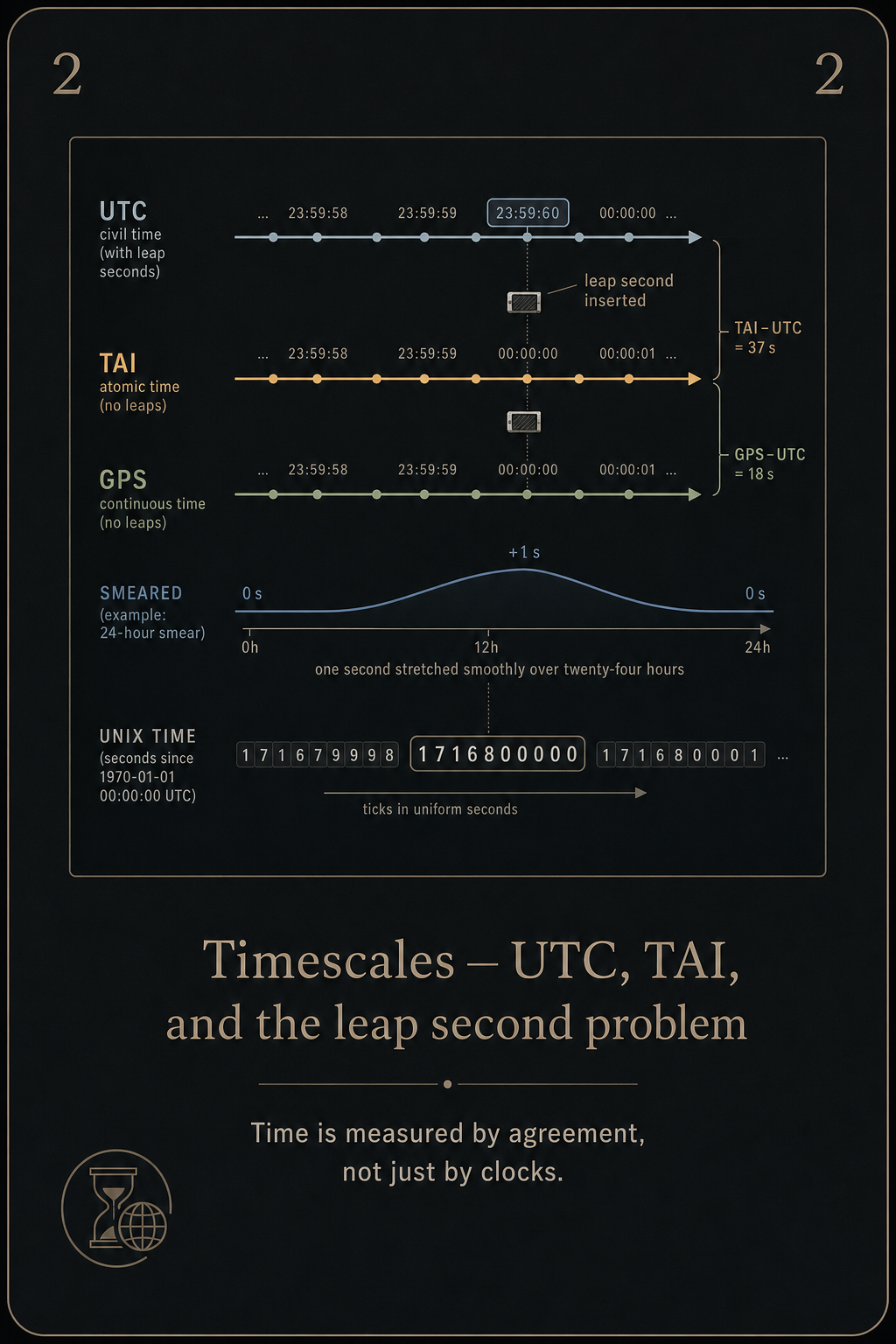 Timescales UTC TAI leap second card